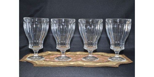 Vintage Clear Glass Footed Goblets Octagonal Panels